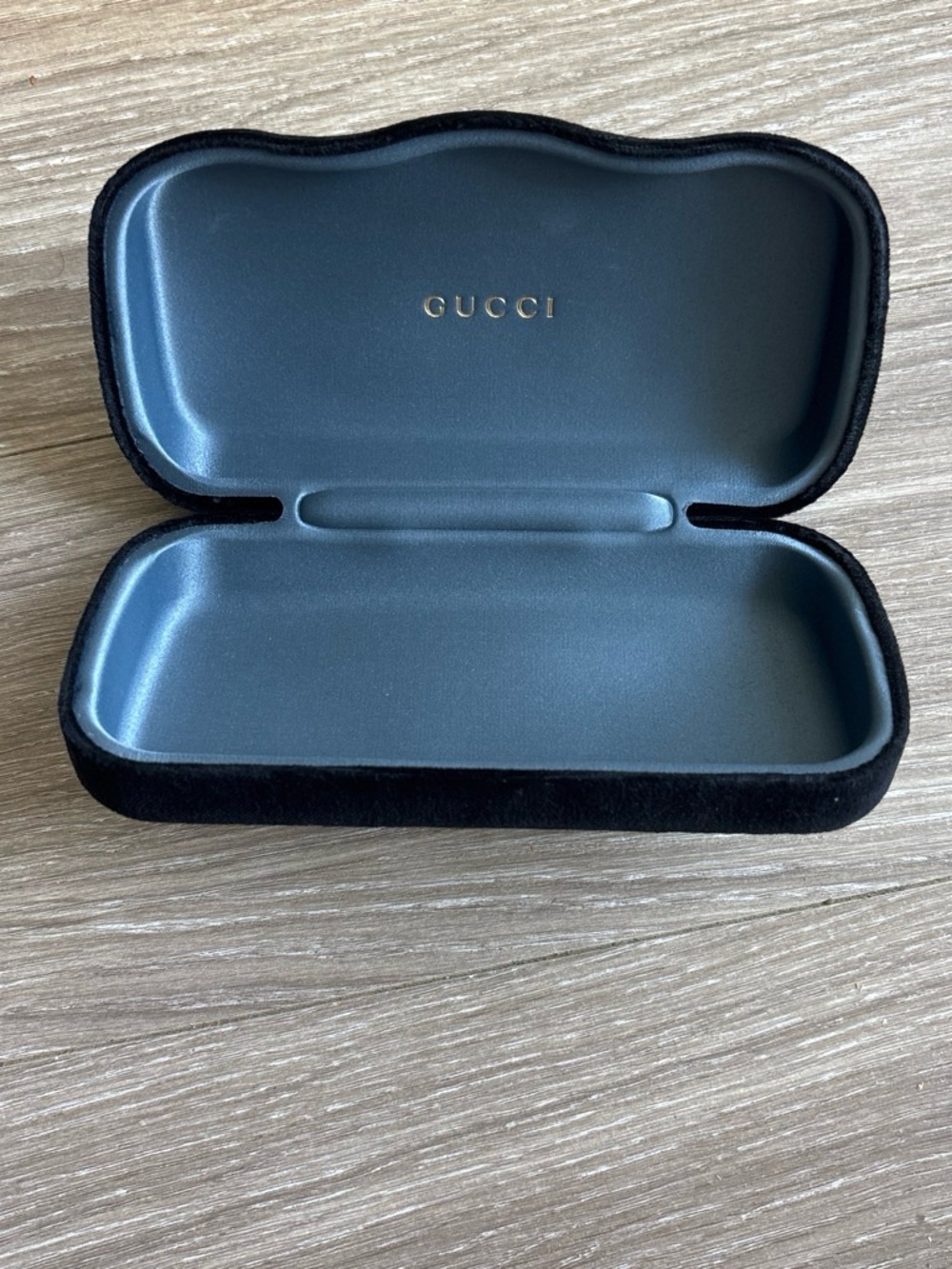 Gucci Black Velvet Eyewear Case with Slate Interior